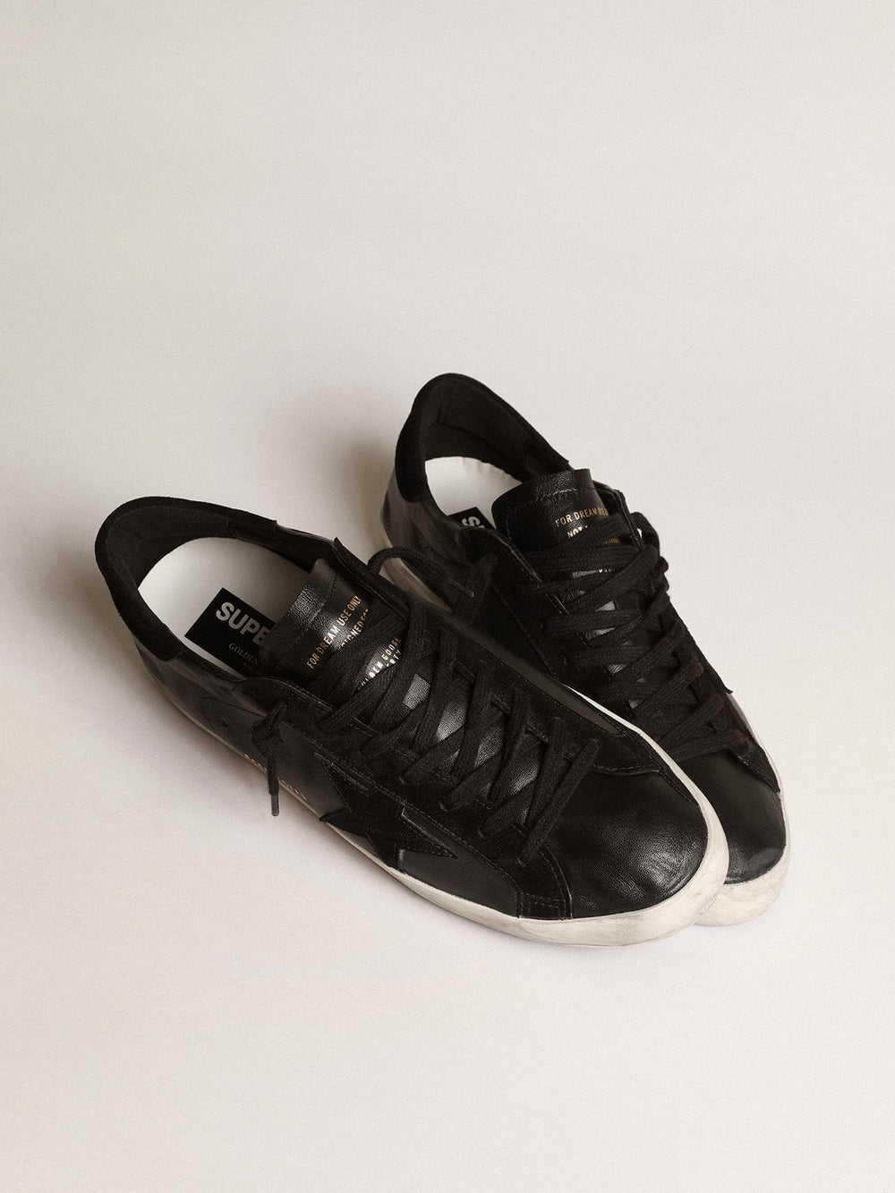 Golden Goose Men's Super-Star in black nappa with black suede star and heel tab