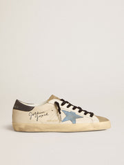 Golden Goose Super-Star in nappa leather with light blue suede star and gray leather heel tab