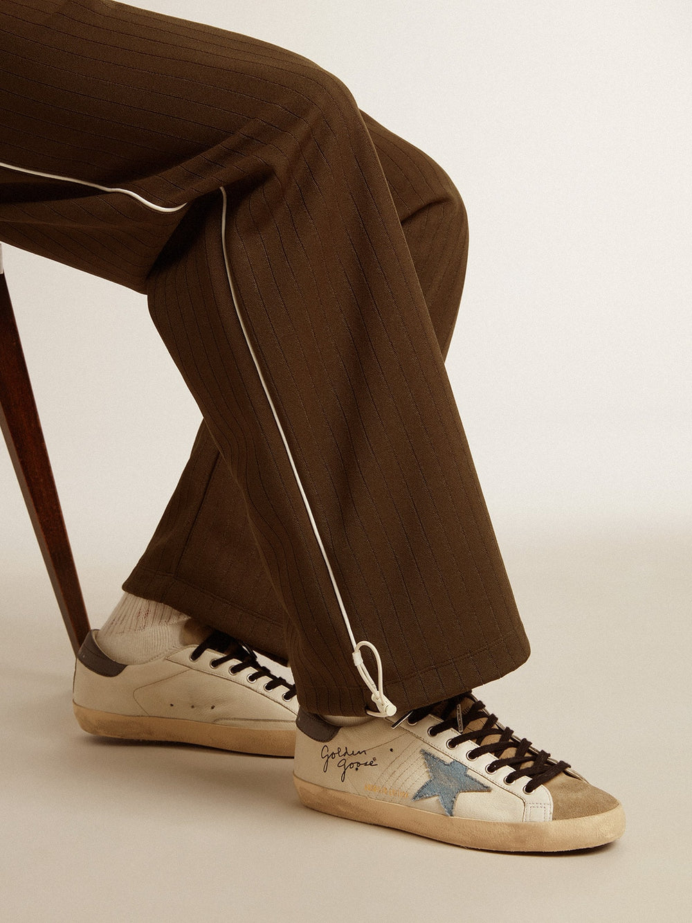 Golden Goose Super-Star in nappa leather with light blue suede star and gray leather heel tab