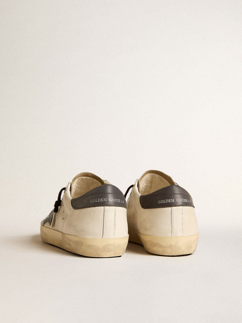 Golden Goose Super-Star in nappa leather with light blue suede star and gray leather heel tab