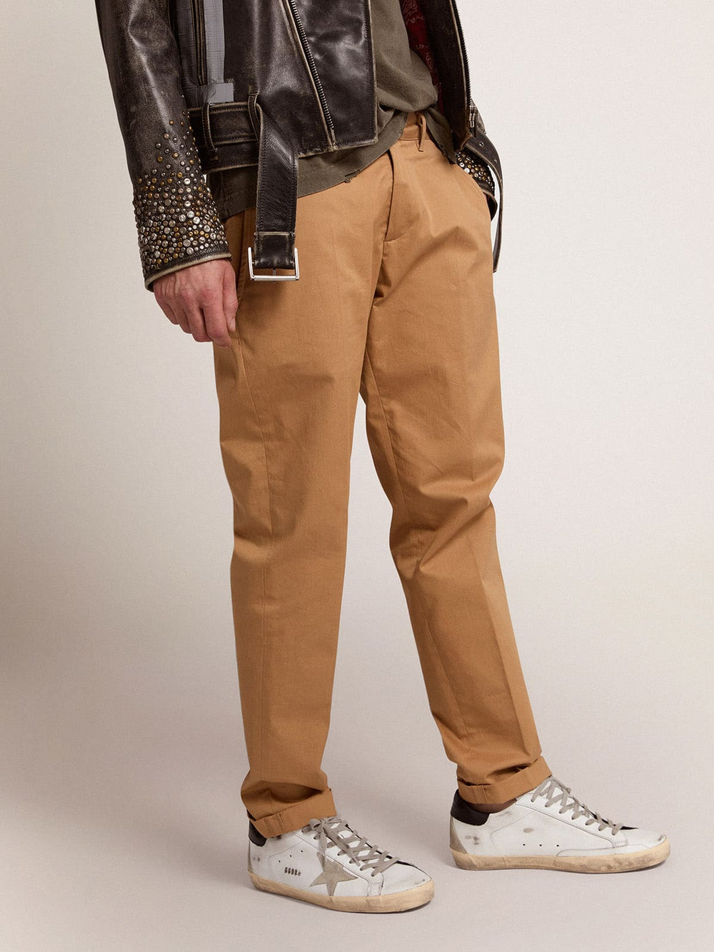 Golden Goose Men's Super-Star with black heel tab and metal stud lettering