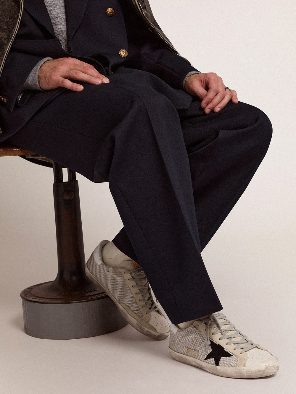 Golden Goose Men's Super-Star in leather with black star