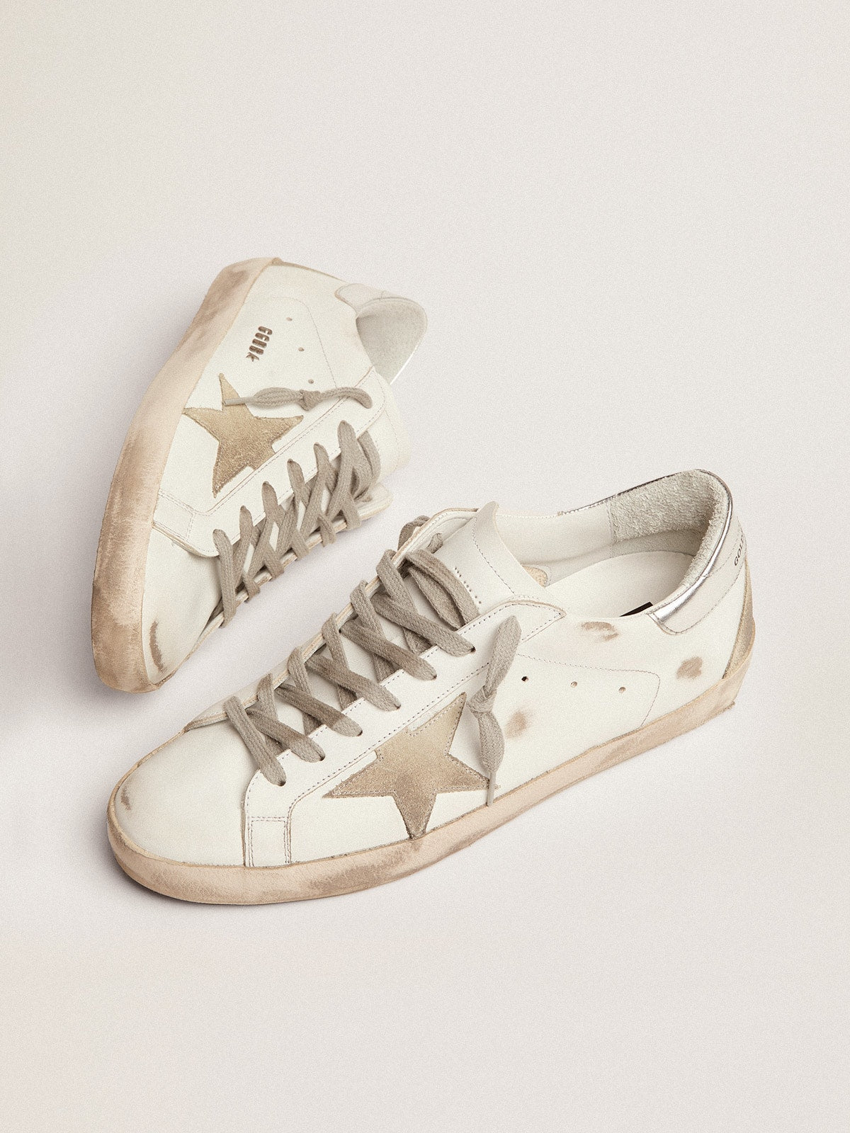 Golden Goose Men's Super-Star with silver heel tab and lettering
