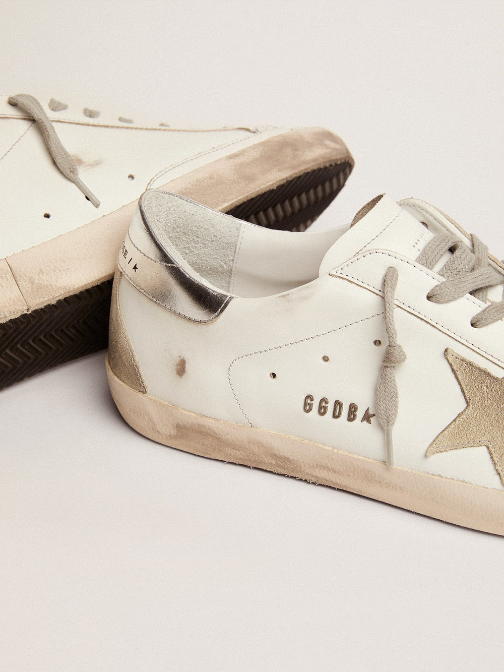 Golden Goose Men's Super-Star with silver heel tab and lettering