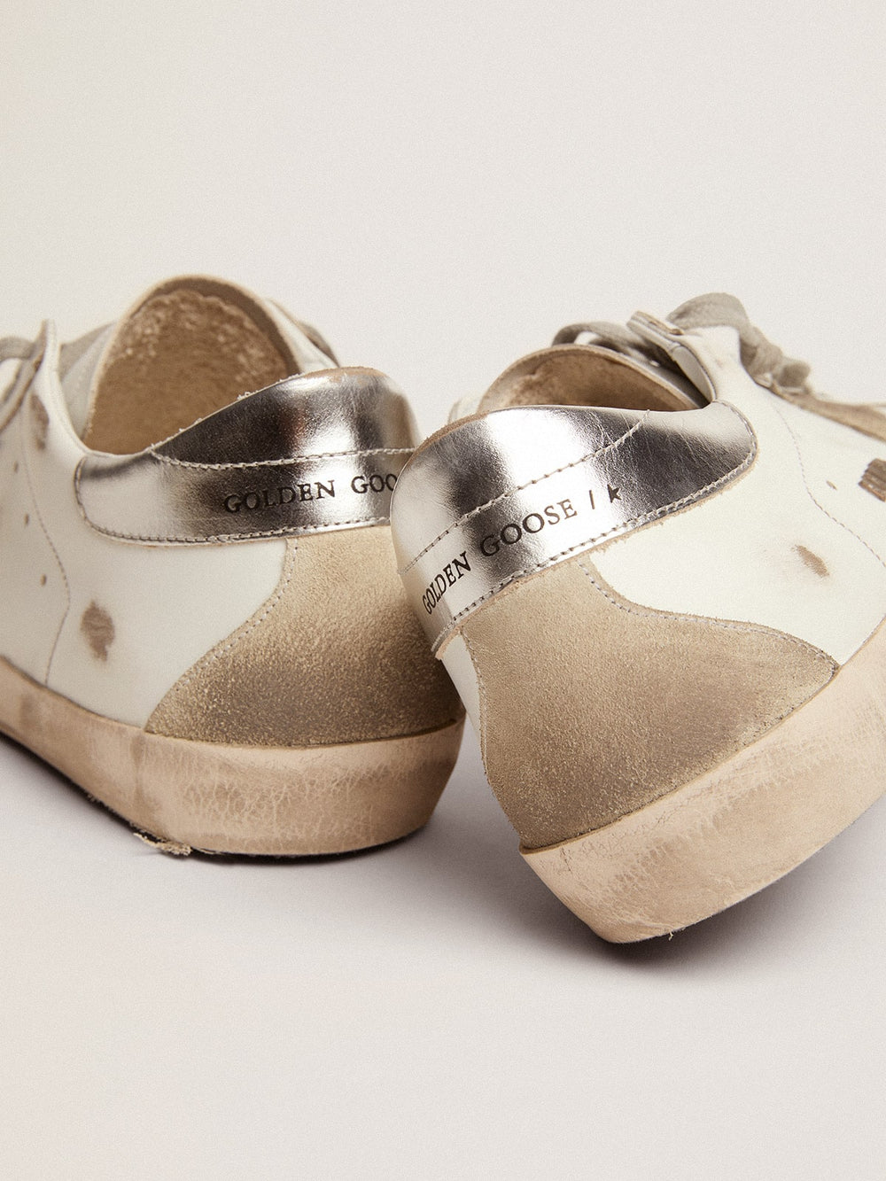 Golden Goose Men's Super-Star with silver heel tab and lettering