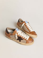 Golden Goose Men's Super-Star LTD in beige wool with brown leather star and camel inserts