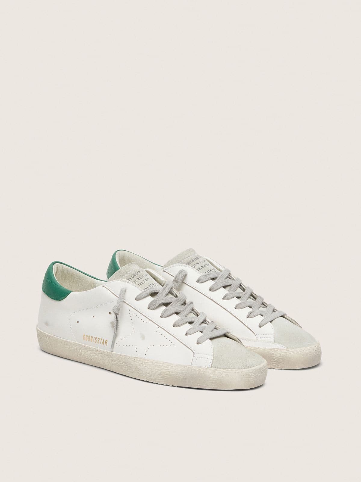 Golden Goose Men’s Super-Star with perforated star and green heel tab