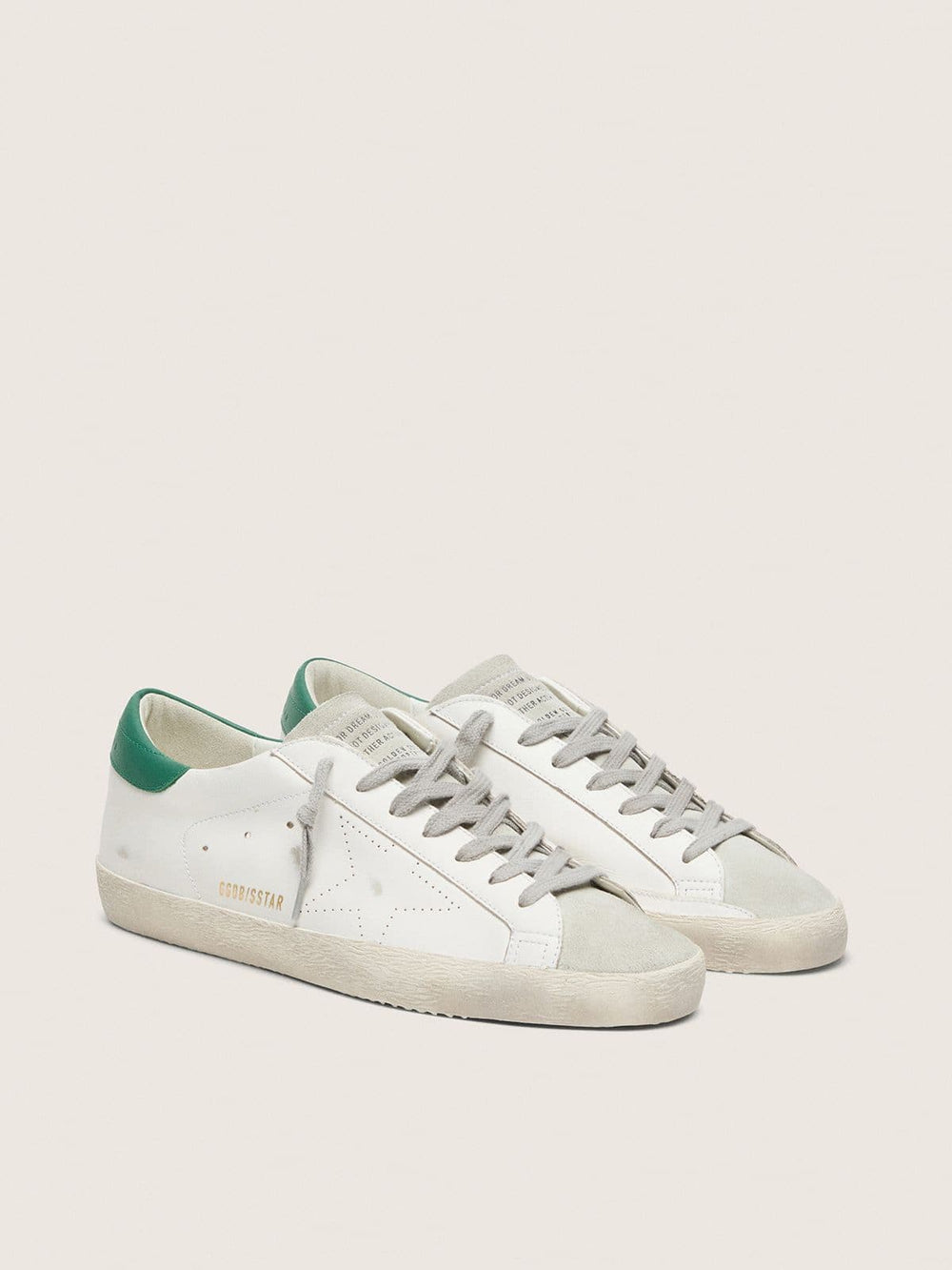 Golden Goose Men’s Super-Star with perforated star and green heel tab