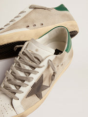Golden Goose Men's Super-Star in light silver mesh with gray star