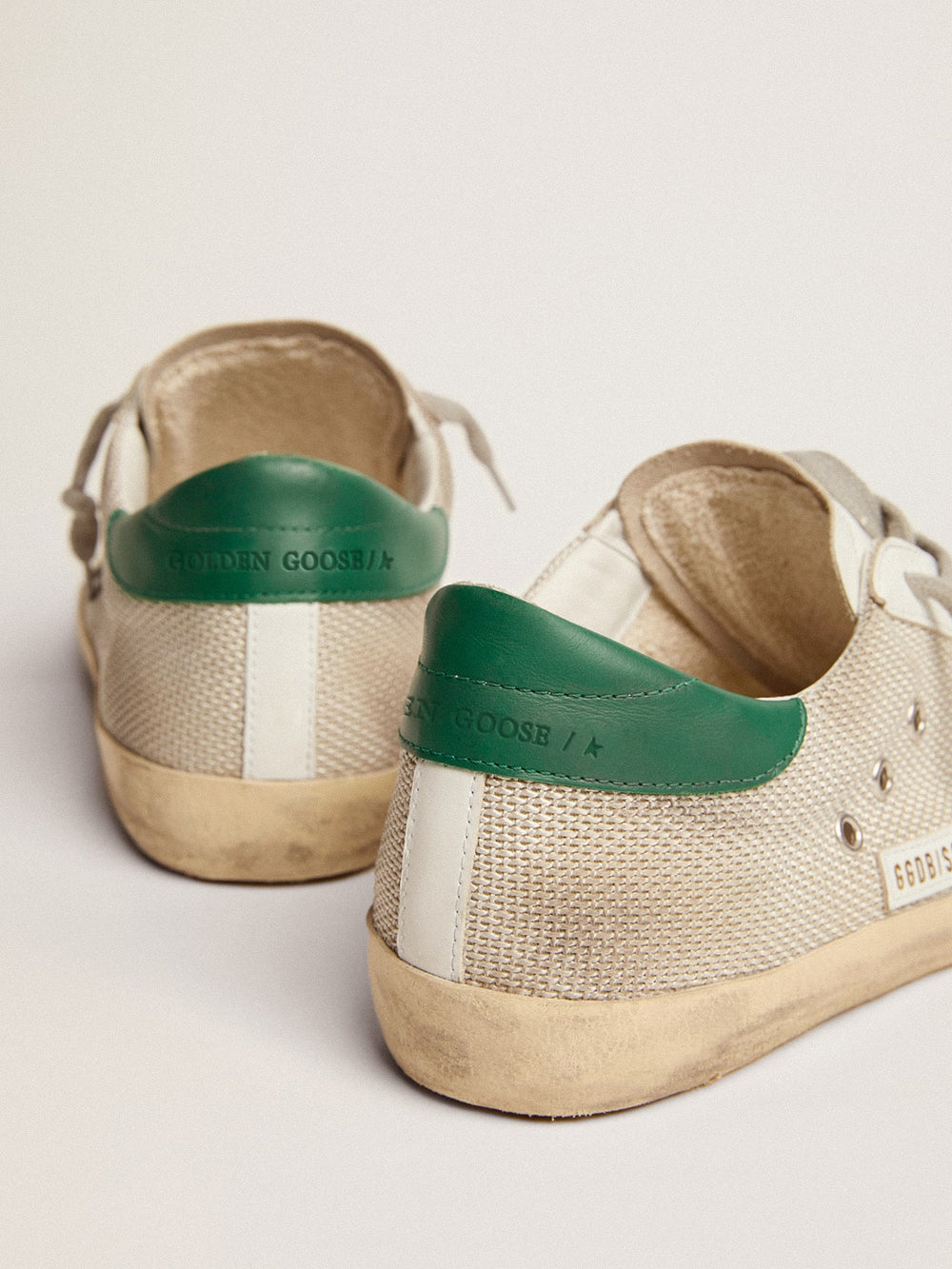 Golden Goose Men's Super-Star in light silver mesh with gray star