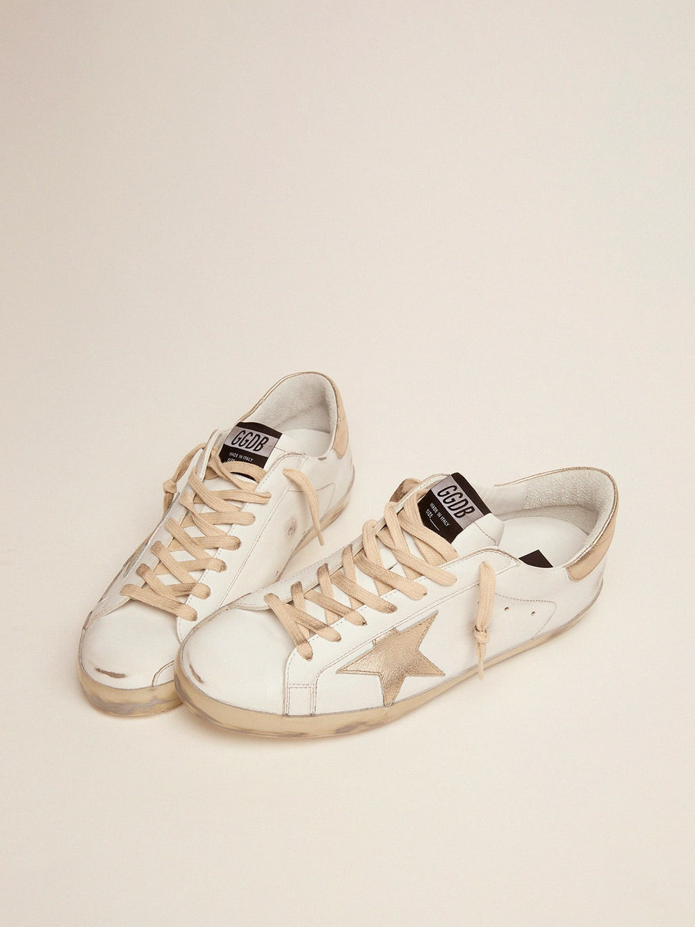 Golden Goose Men's Super-Star with gold sparkle foxing and lettering