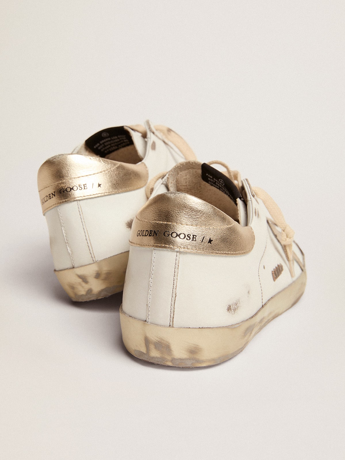 Golden Goose Men's Super-Star with gold sparkle foxing and lettering