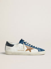 Golden Goose Men's Super-Star LTD with tobacco-colored croc-print leather star and black leather heel tab