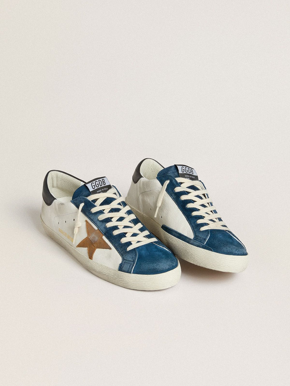 Golden Goose Men's Super-Star LTD with tobacco-colored croc-print leather star and black leather heel tab