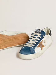 Golden Goose Men's Super-Star LTD with tobacco-colored croc-print leather star and black leather heel tab