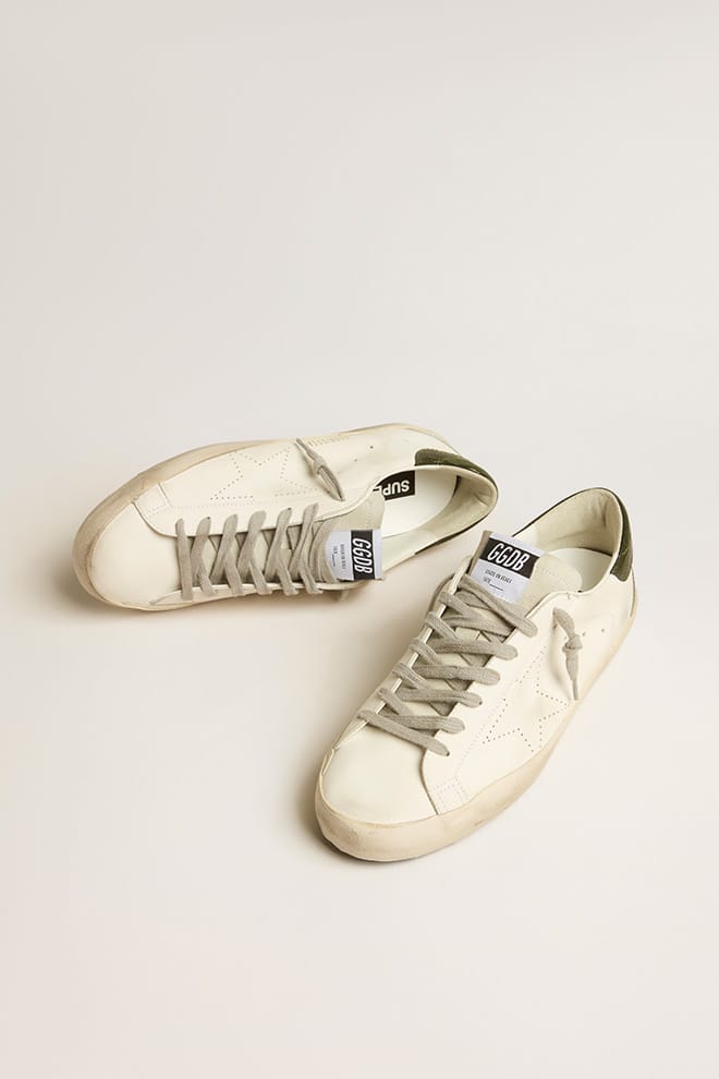 Golden Goose Men’s Bio-based Super-Star with perforated star and green heel tab