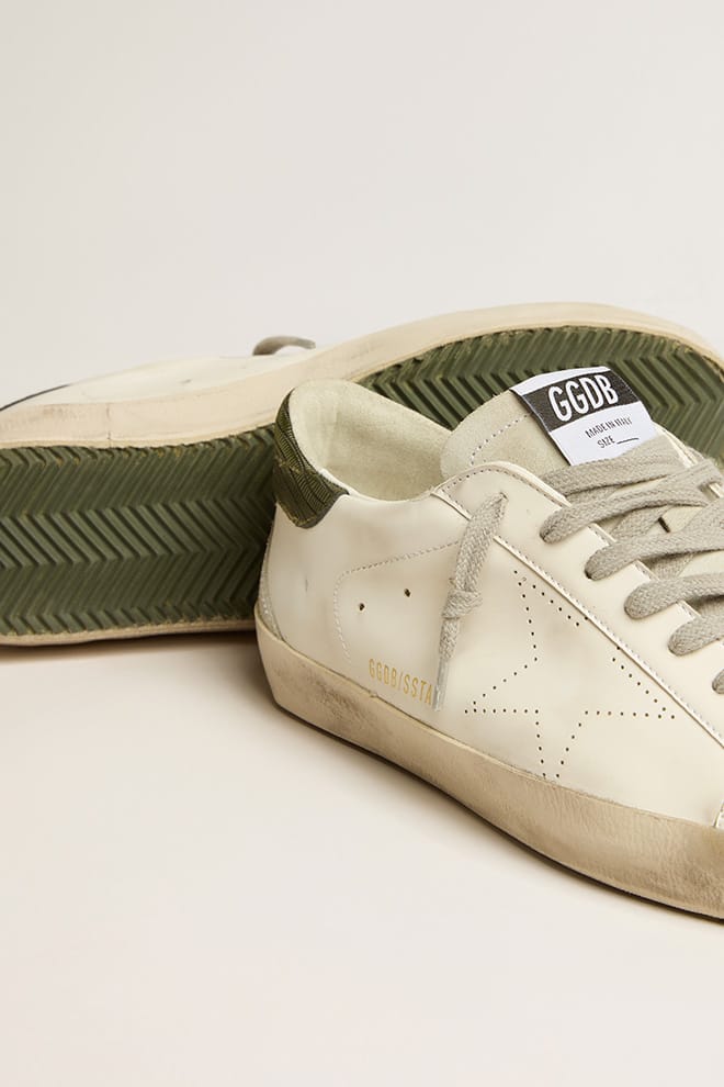 Golden Goose Men’s Bio-based Super-Star with perforated star and green heel tab