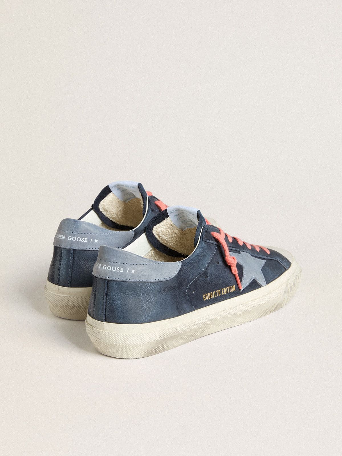Golden Goose Super-Star in navy-blue leather with light blue leather star and heel tab