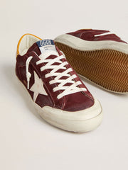 Golden Goose Men’s Super-Star in brick-red suede with white leather star and animal-print heel tab