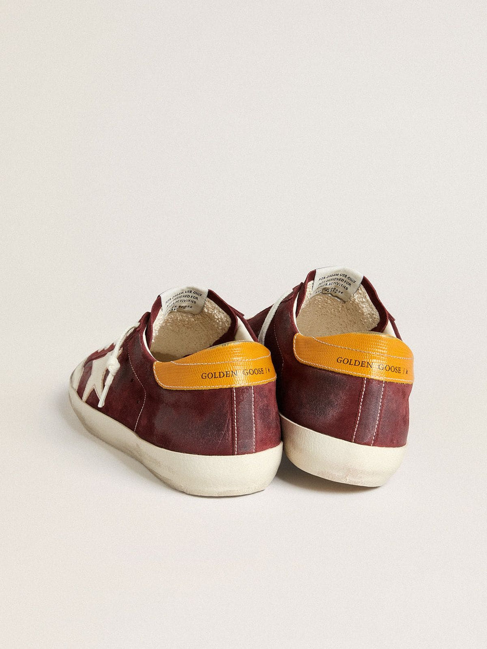 Golden Goose Men’s Super-Star in brick-red suede with white leather star and animal-print heel tab