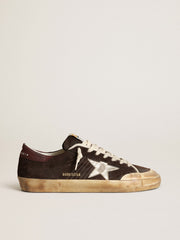 Golden Goose Men's Super-Star Penstar in brown suede with a platinum star