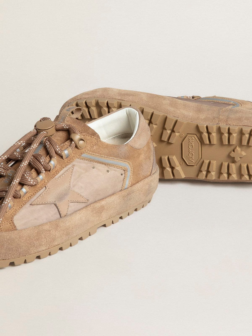 Golden Goose Men's Super-Star Ski in Dolmias and caramel suede with marble nubuck star and heel tab