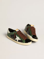 Golden Goose Men’s Super-Star LTD in black laminated leather with white leather star and heel tab
