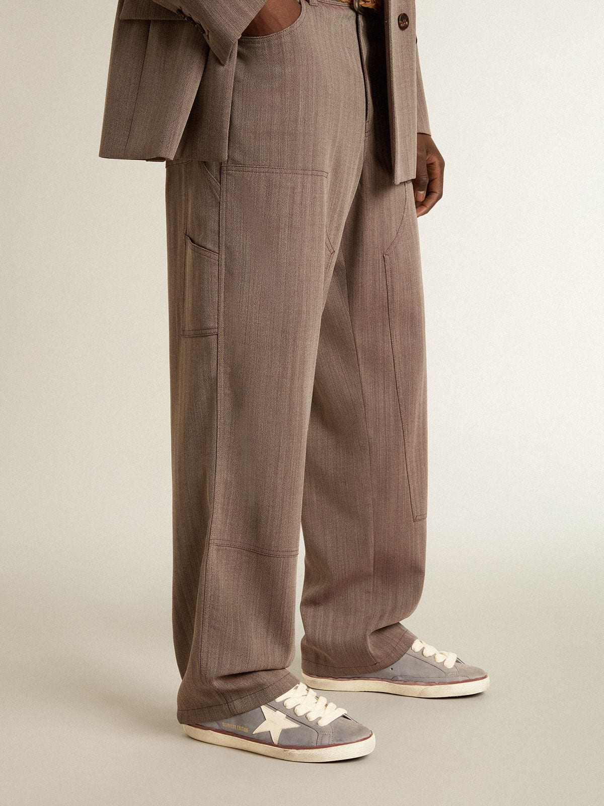 Golden Goose Super-Star LTD in light blue nubuck leather with white leather star and brown leather heel tab
