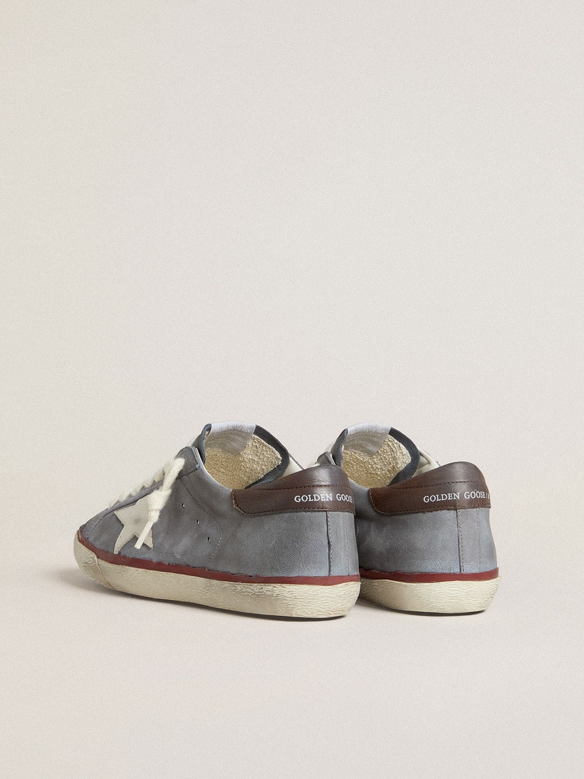 Golden Goose Super-Star LTD in light blue nubuck leather with white leather star and brown leather heel tab