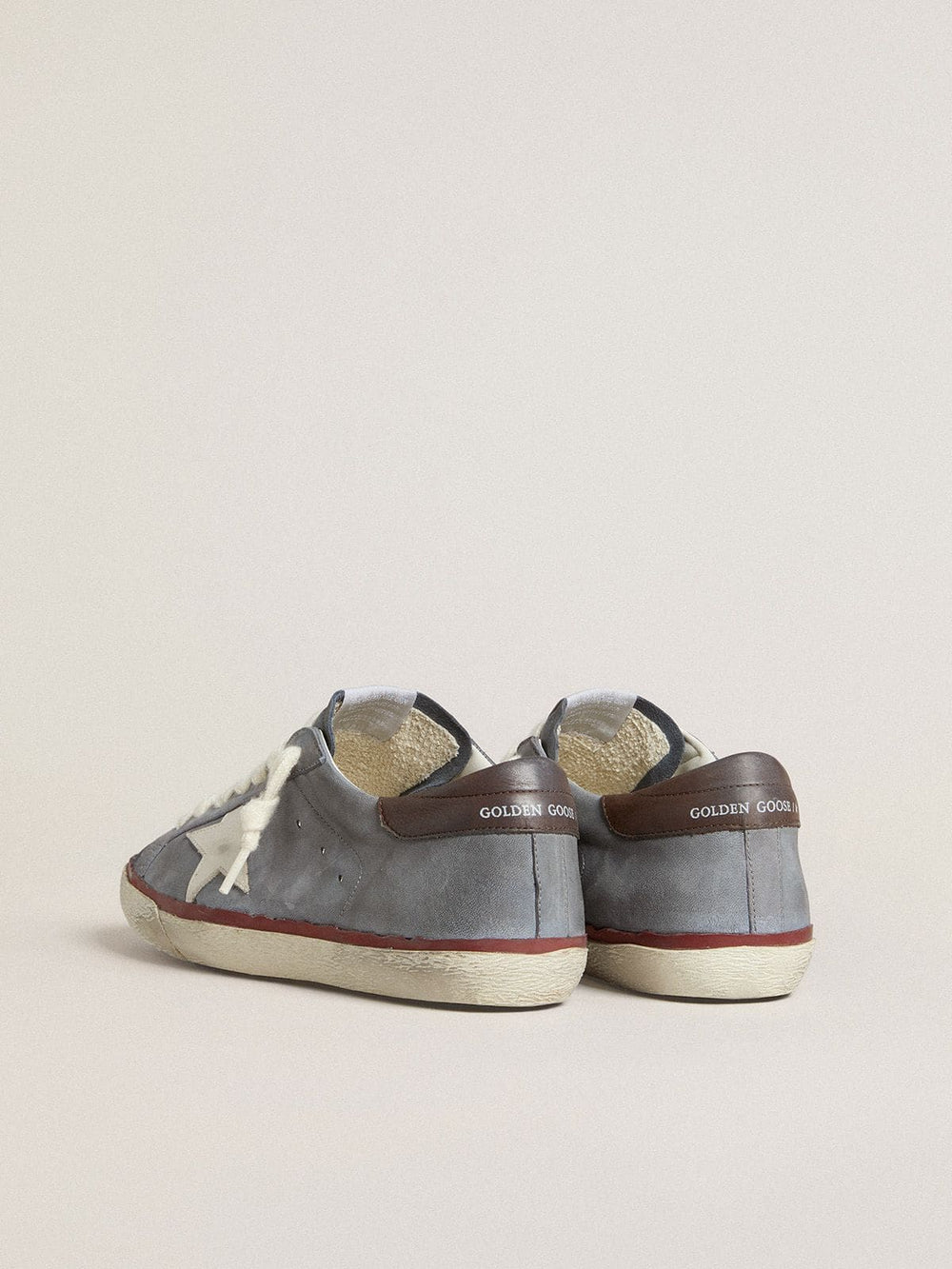 Golden Goose Super-Star LTD in light blue nubuck leather with white leather star and brown leather heel tab