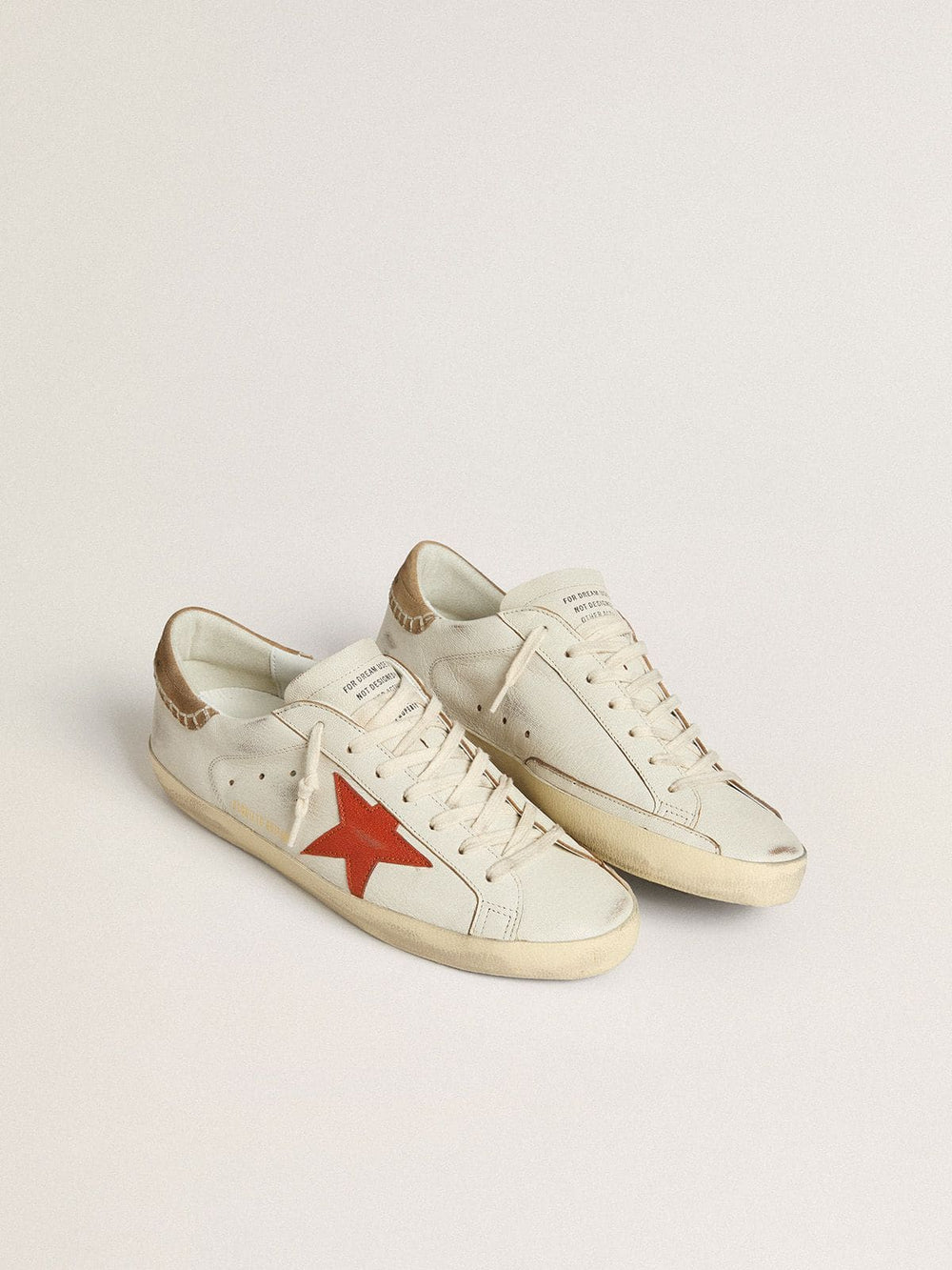 Golden Goose Men's Super-Star LTD in nappa leather with orange leather star and tobacco suede heel tab