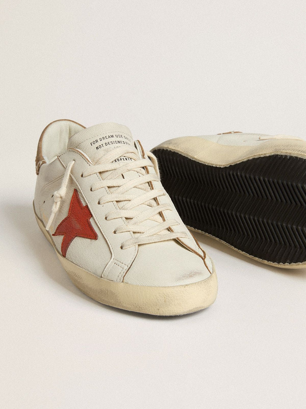Golden Goose Men's Super-Star LTD in nappa leather with orange leather star and tobacco suede heel tab