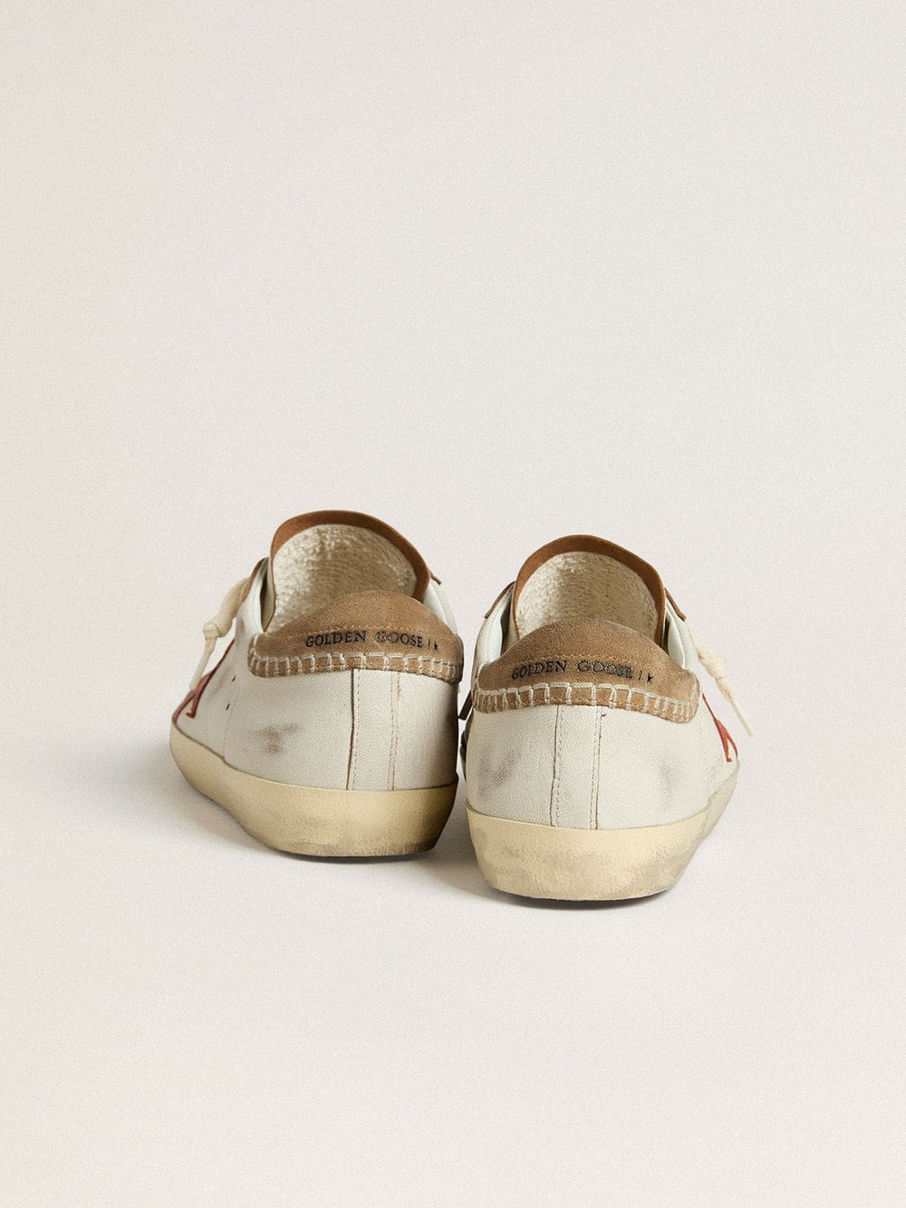 Golden Goose Men's Super-Star LTD in nappa leather with orange leather star and tobacco suede heel tab