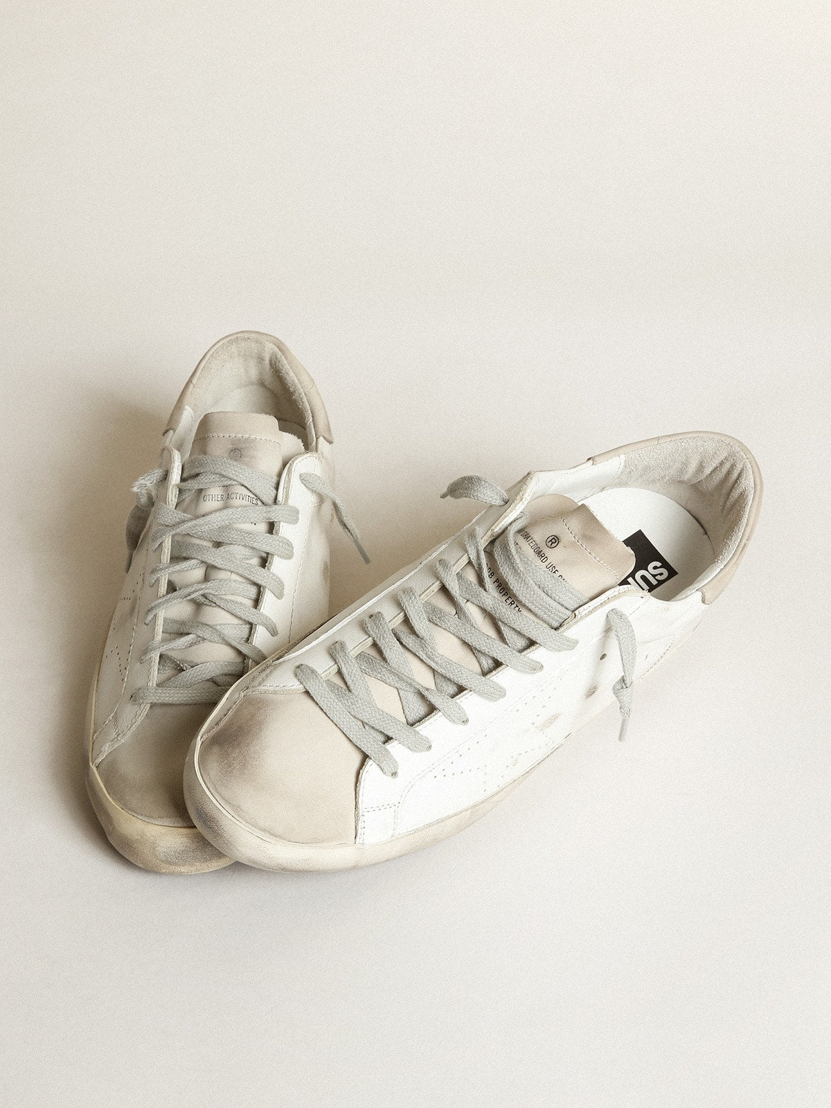 Golden Goose Men's Super-Star with perforated star and ice-gray heel tab