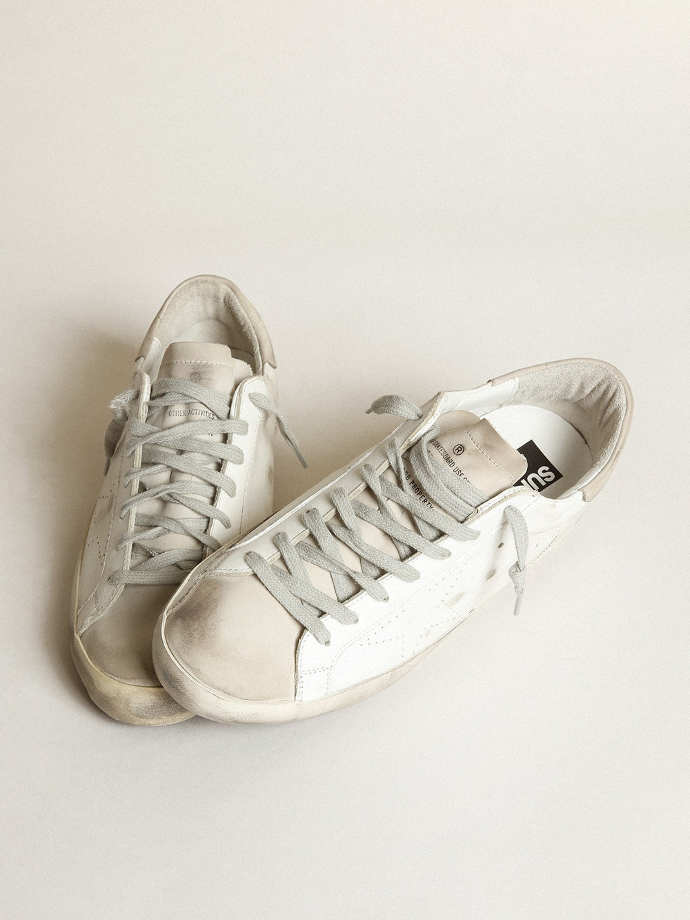 Golden Goose Men's Super-Star with perforated star and ice-gray heel tab