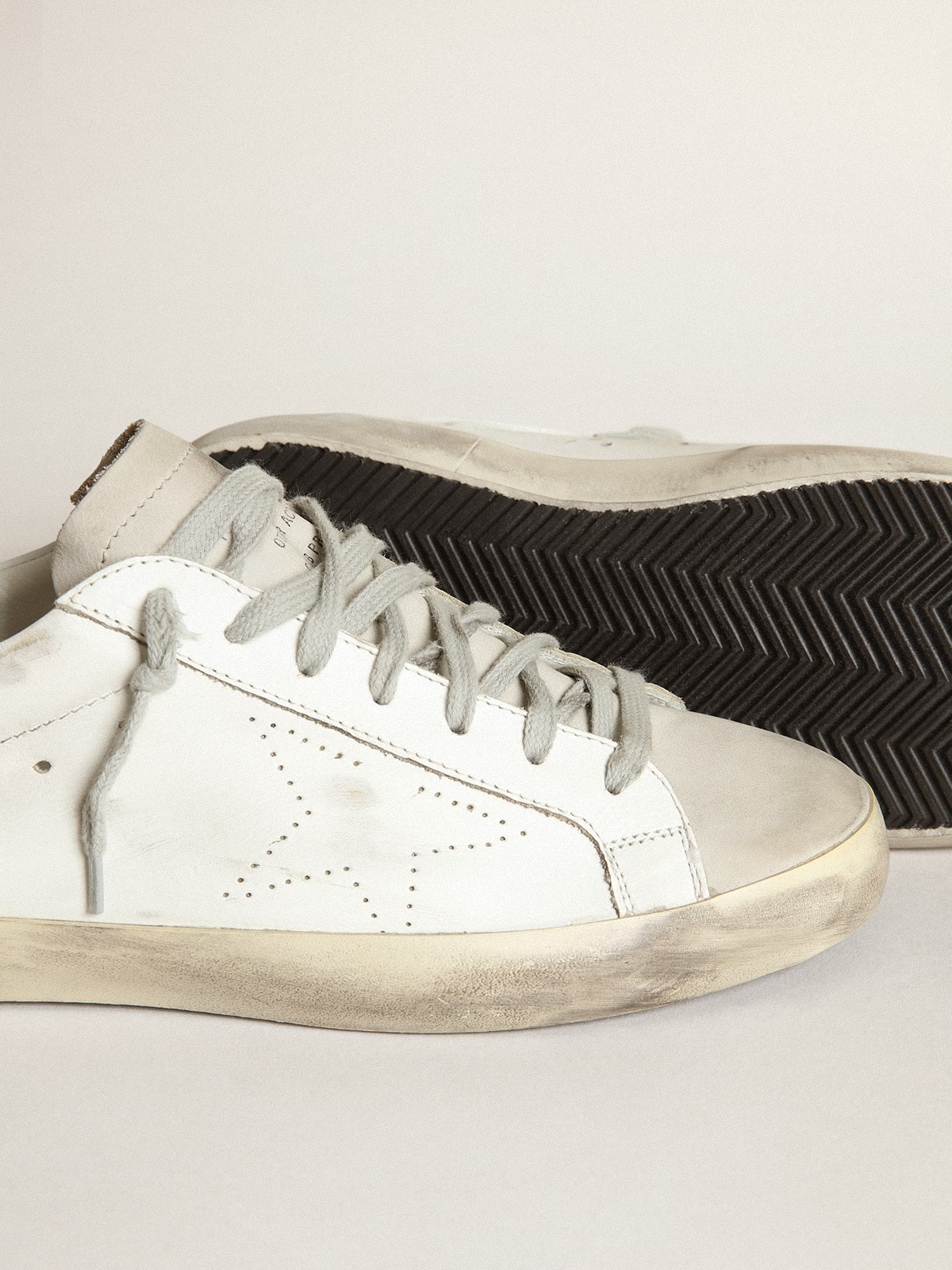 Golden Goose Men's Super-Star with perforated star and ice-gray heel tab