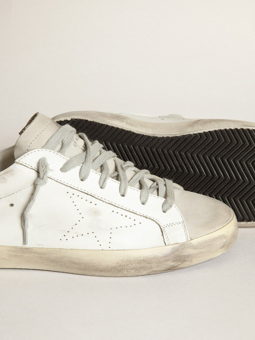 Golden Goose Men's Super-Star with perforated star and ice-gray heel tab