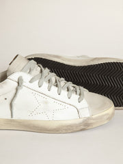 Golden Goose Men's Super-Star with perforated star and ice-gray heel tab