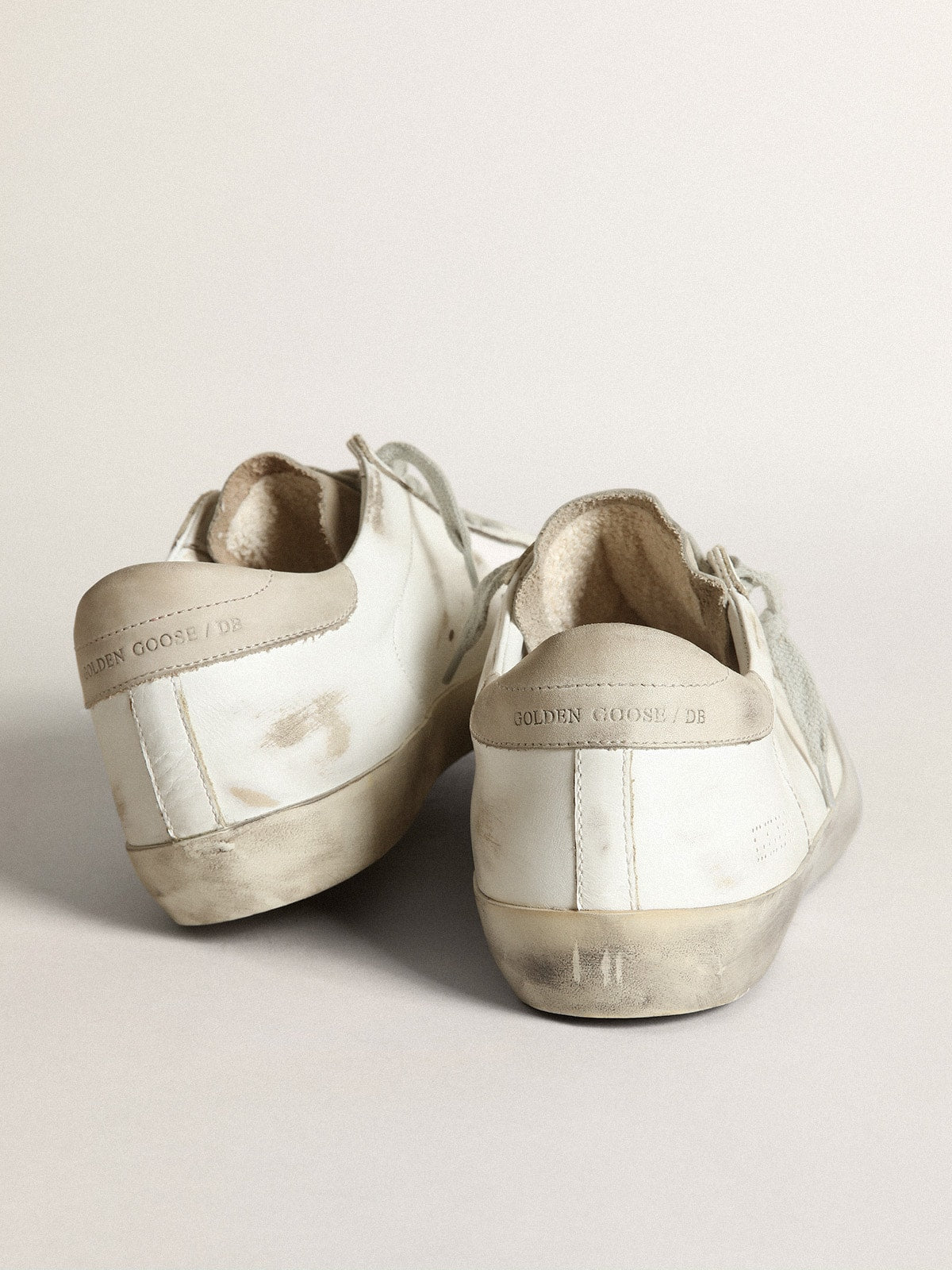 Golden Goose Men's Super-Star with perforated star and ice-gray heel tab