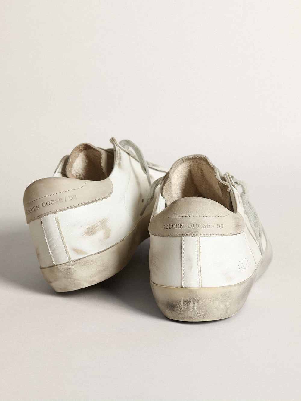 Golden Goose Men's Super-Star with perforated star and ice-gray heel tab