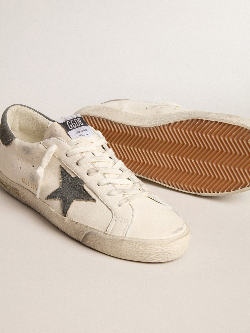 Golden Goose Super-Star in nappa with gray suede star and heel tab