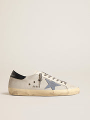 Golden Goose Super-Star in pale silver mesh with light blue suede star