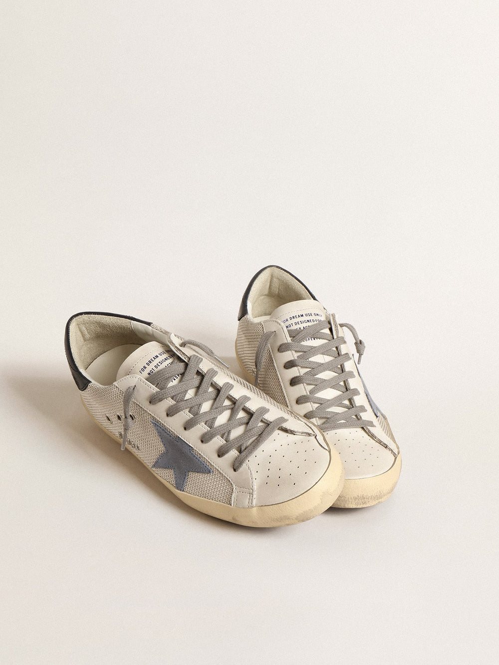 Golden Goose Super-Star in pale silver mesh with light blue suede star