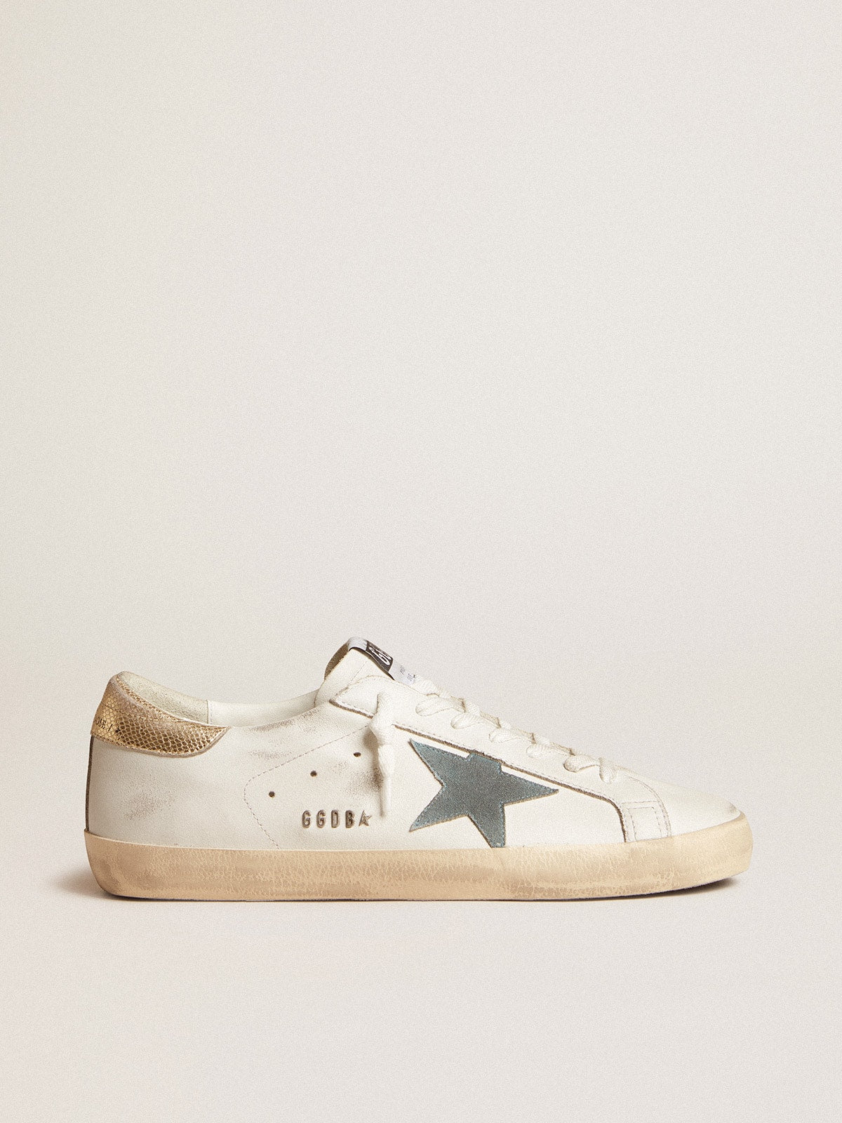 Golden Goose Men's Super-Star with suede star and platinum snake-print leather heel tab