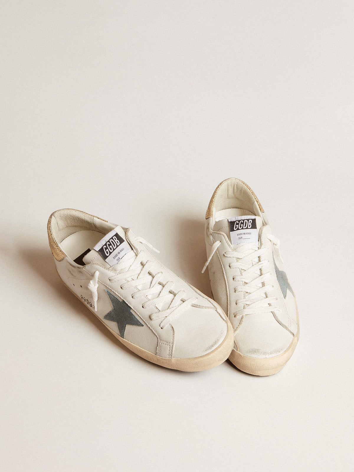 Golden Goose Men's Super-Star with suede star and platinum snake-print leather heel tab