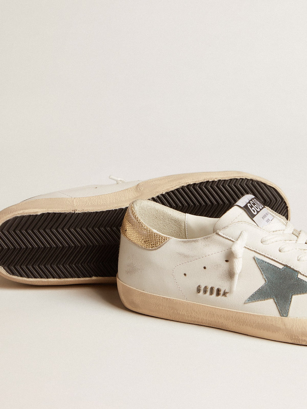 Golden Goose Men's Super-Star with suede star and platinum snake-print leather heel tab