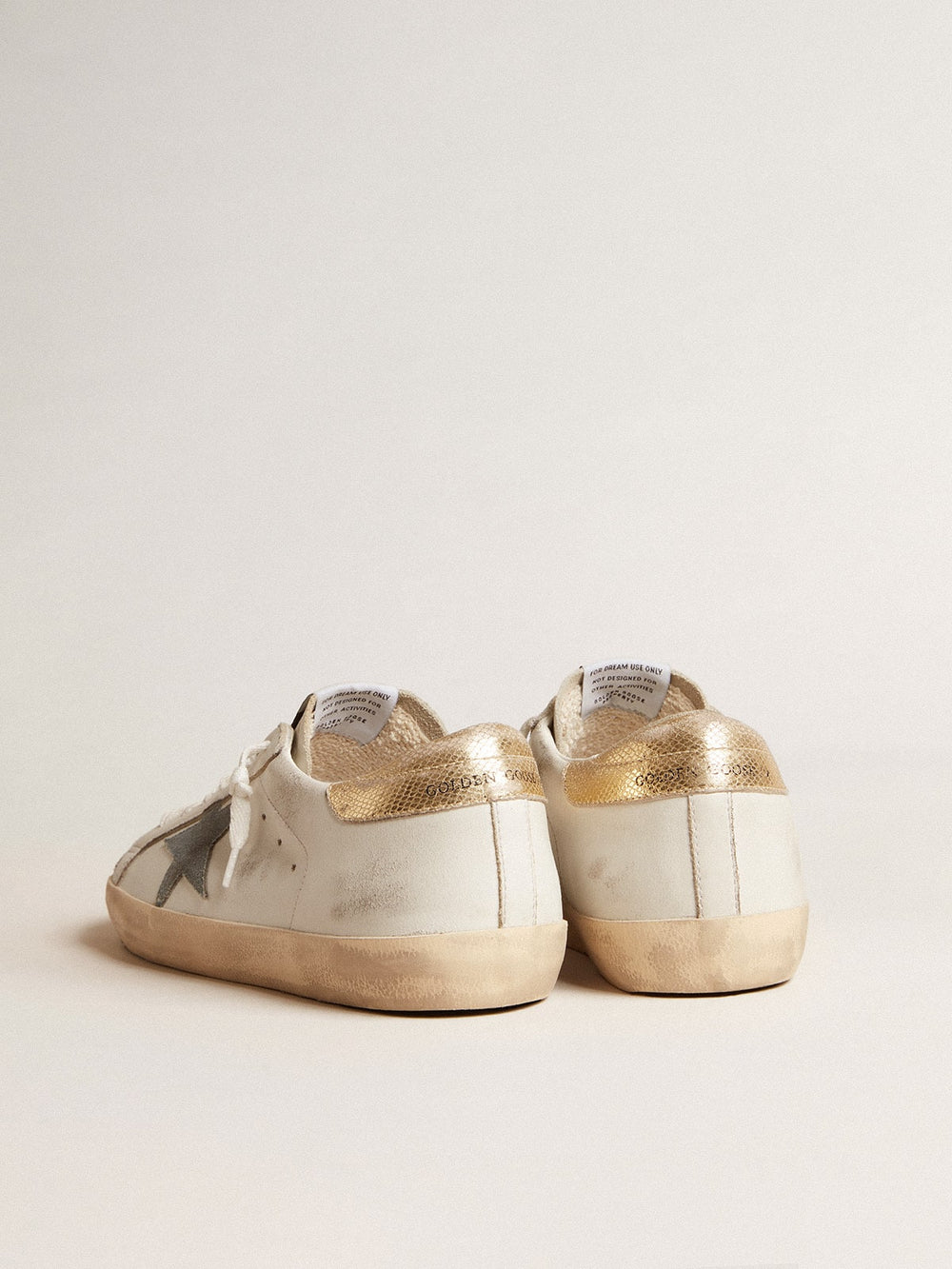 Golden Goose Men's Super-Star with suede star and platinum snake-print leather heel tab