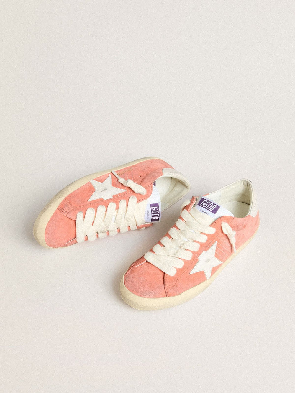 Golden Goose Men’s Super-Star in coral suede with white leather star and heel tab