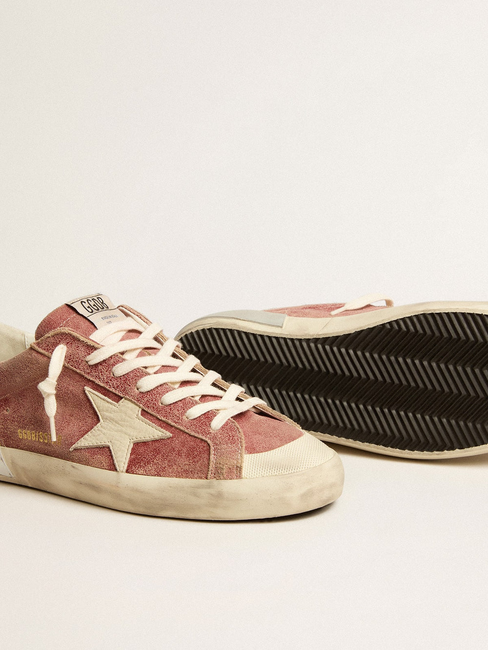Golden Goose Men's Super-Star in red leather with cream nubuck star and heel tab