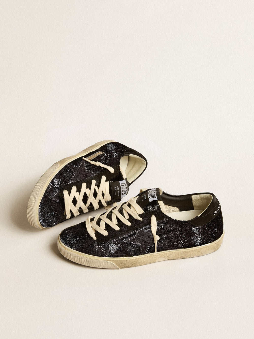 Golden Goose Men’s Super-Star in black velvet and suede with black suede star